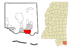 Jackson County Mississippi Incorporated and Unincorporated areas Pascagoula Highlighted